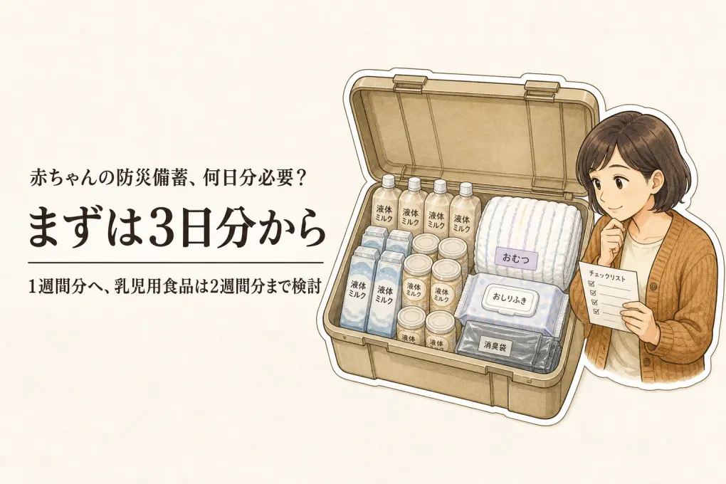 赤ちゃんの防災備蓄は何日分？液体ミルク・おむつの必要量と保管方法