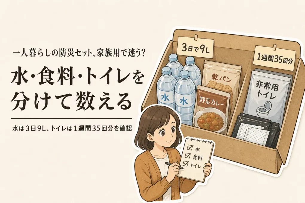 一人暮らしの防災セットは家族用を買うべき？水・食料・トイレを余らせず備える方法