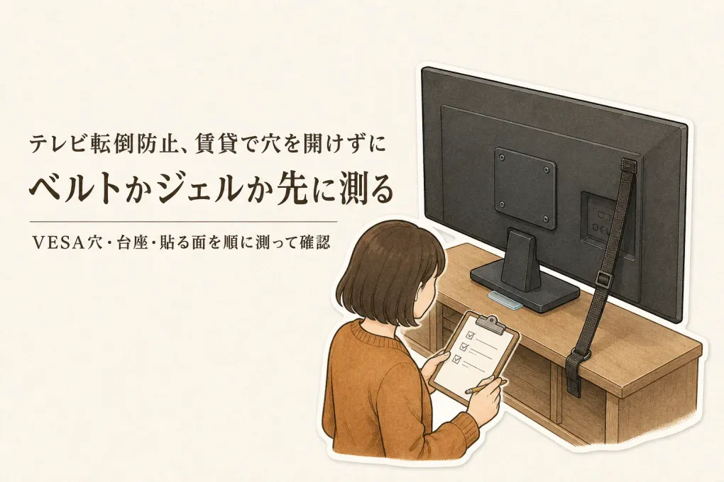 テレビ転倒防止ベルトと耐震ジェルの違い｜賃貸で穴を開けずに選ぶ方法