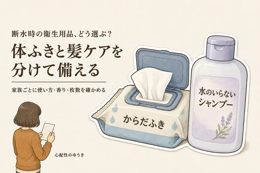 断水時の衛生用品ランキング｜レビュー数の多い大判からだふきと水のいらないシャンプーを比較
